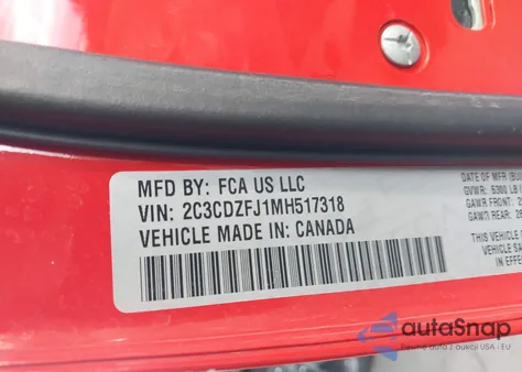 2021 Dodge Challenger R/T Scat Pack from USA, damaged, VIN 2C3CDZFJ1MH517318